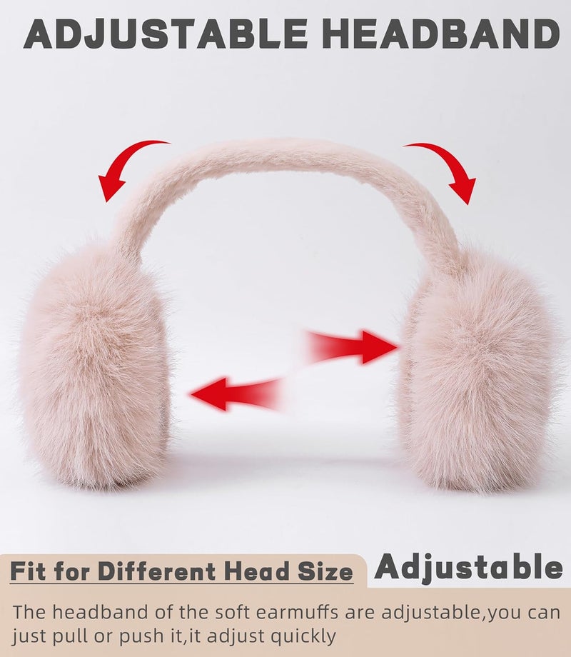 Eyegla Ear Muffs for Women Winter Adjustable & Foldable Fuzzy Earmuffs Fluffy Soft Ear Covers for Cold Weather - Image 3